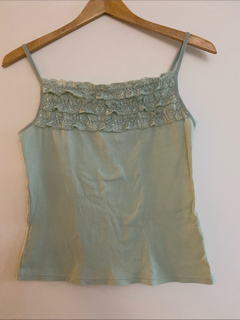 🌸🌼3 for $12🌸🌼 Women’s Lace-Trim Spaghetti Strap Tank Top - Light Sage